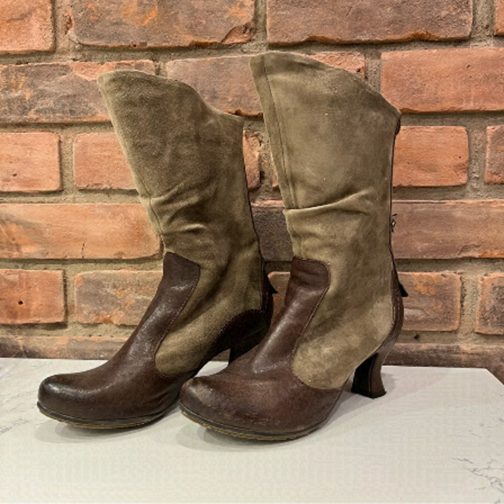 Gold Button suede Boots